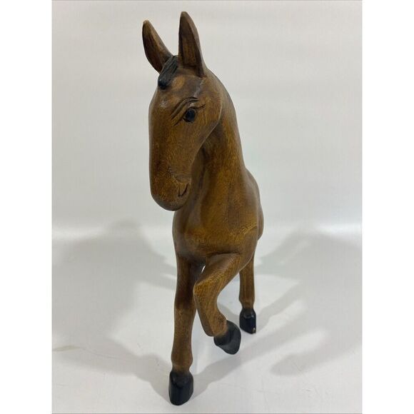 Vintage Large MCM Solid Wood Horse Hand Carved Sculpture 14” - Picture 7 of 16